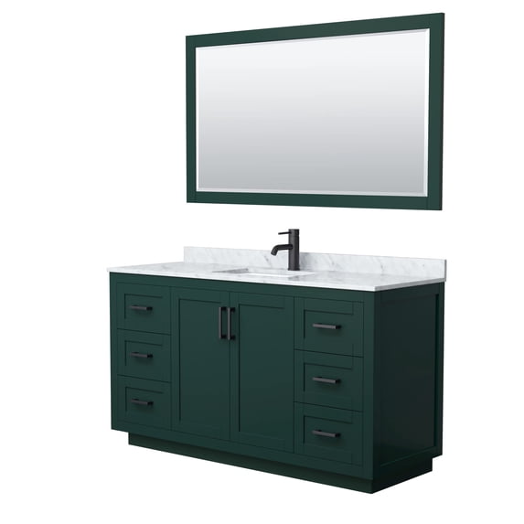 Wyndham Collection Miranda 60" Wood&Metal Single Bathroom Vanity in Green/Black