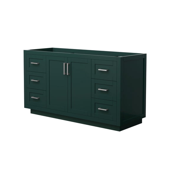 Wyndham Collection Miranda 60" Wood Single Bathroom Vanity in Nickel Trim/Green