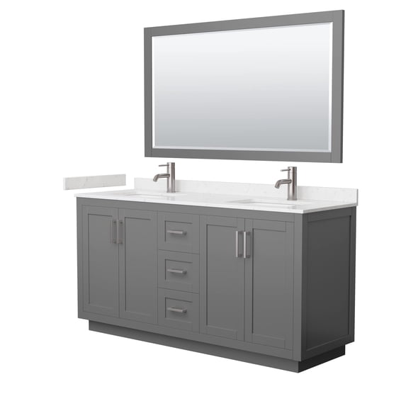 Wyndham Collection Miranda 66" Marble Double Bathroom Vanity in Gray/Nickel