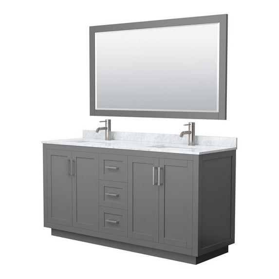 Wyndham Collection Miranda 66" Metal Double Bathroom Vanity in Gray/Nickel