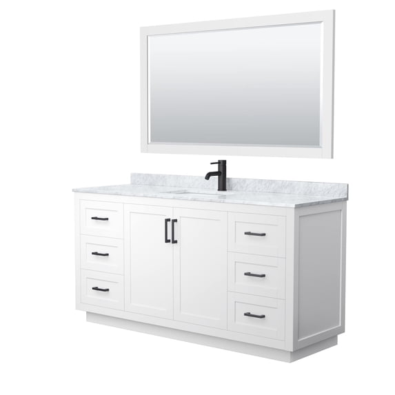 Wyndham Collection Miranda 66" Metal Single Bathroom Vanity in White/Black