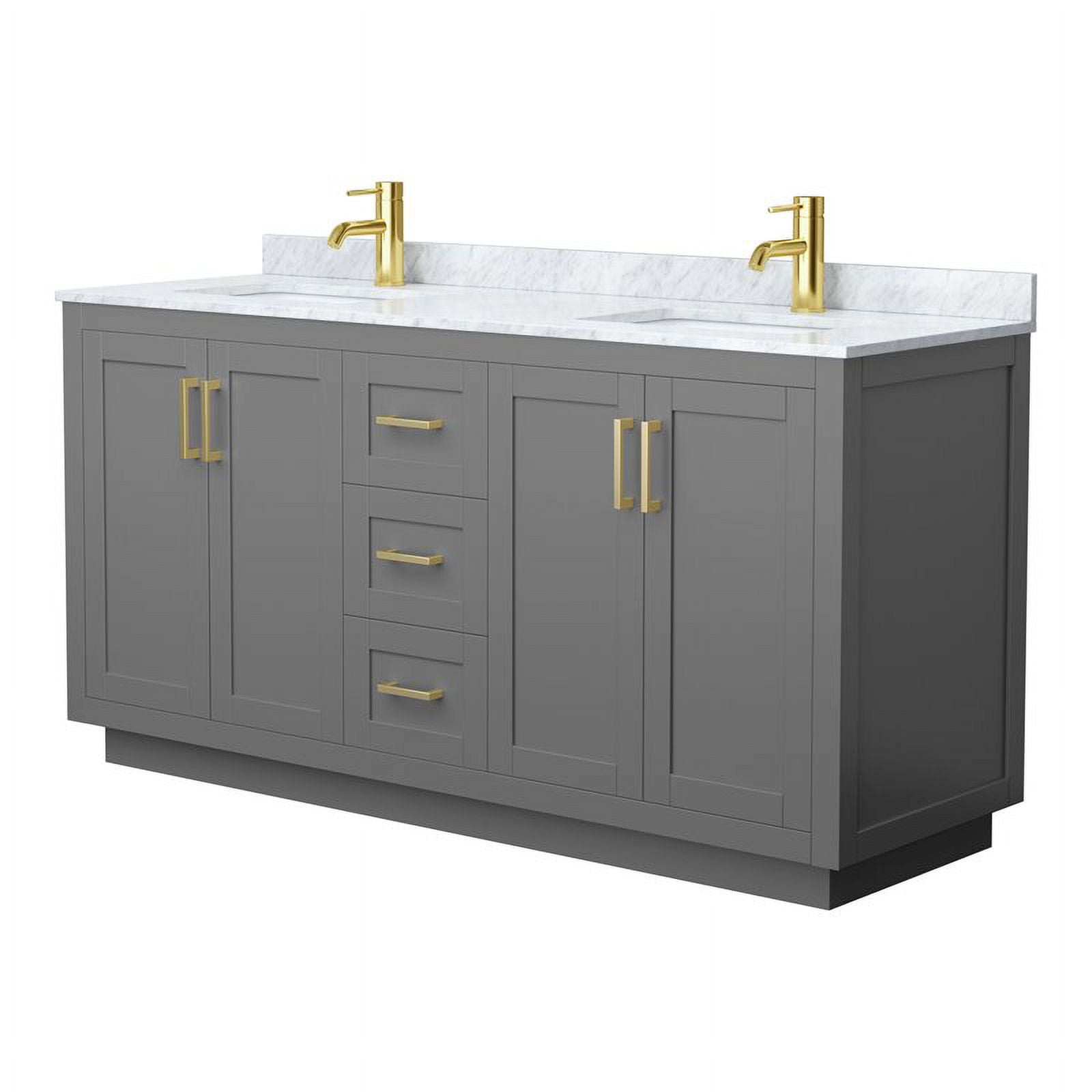 Miranda 66" Dark Gray and Gold Double Bathroom Vanity