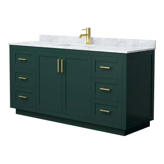 Wyndham Collection Miranda 66" Metal & Wood Single Bathroom Vanity in Green/Gold
