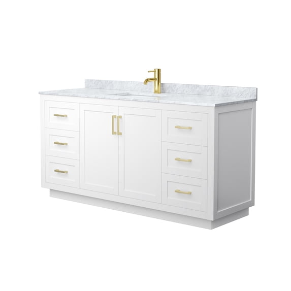 Wyndham Collection Miranda 66" Metal & Wood Single Bathroom Vanity in White/Gold