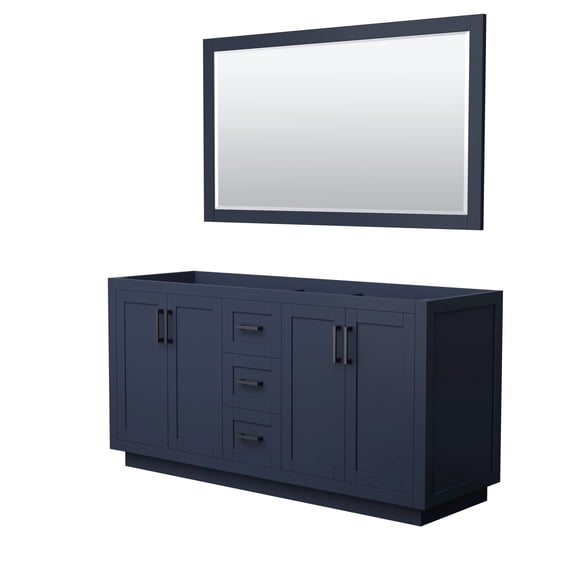 Wyndham Collection Miranda 66" No Sink Wood Double Bathroom Vanity in Blue/Black
