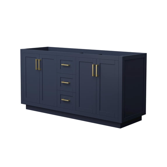Wyndham Collection Miranda 66" No-Sink Wood Double Bathroom Vanity in Blue/Gold