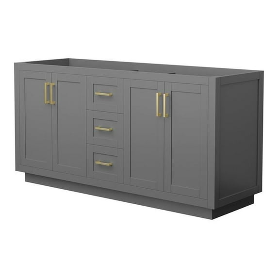 Wyndham Collection Miranda 66" No-Sink Wood Double Bathroom Vanity in Gray/Gold