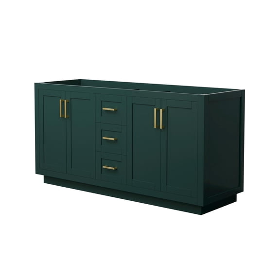 Wyndham Collection Miranda 66" No-Sink Wood Double Bathroom Vanity in Green/Gold