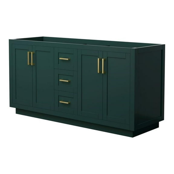 Wyndham Collection Miranda 66" No-Sink Wood Double Bathroom Vanity in Green/Gold