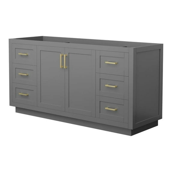 Wyndham Collection Miranda 66" No-Sink Wood Single Bathroom Vanity in Gray/Gold