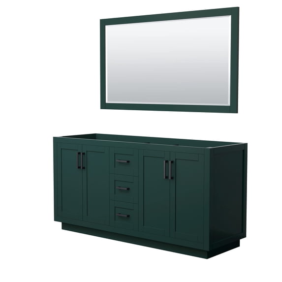 Wyndham Collection Miranda 66" Plywood Double Bathroom Vanity in Green/Black