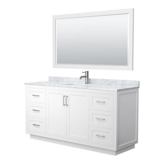 Wyndham Collection Miranda 66" Plywood Single Bathroom Vanity in White/Nickel