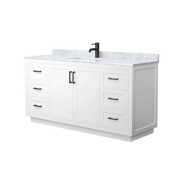 Wyndham Collection Miranda 66" Veneer Wood Single Bathroom Vanity in White/Black