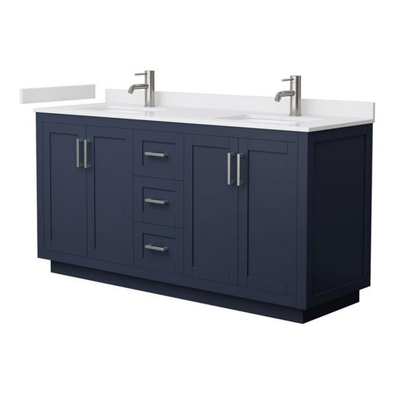 Wyndham Collection Miranda 66" Wood Double Bathroom Vanity in Blue/Nickel