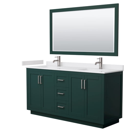 Wyndham Collection Miranda 66" Wood Double Bathroom Vanity in Green/Nickel