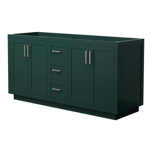 Wyndham Collection Miranda 66" Wood Double Bathroom Vanity in Nickel Trim/Green