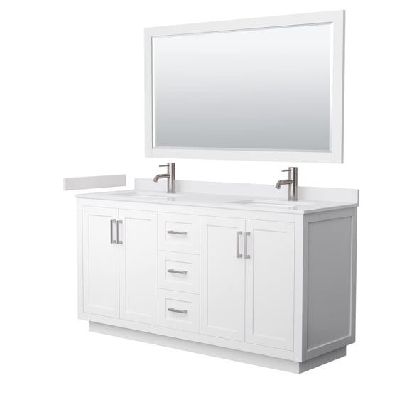 Wyndham Collection Miranda 66" Wood Double Bathroom Vanity in White/Nickel