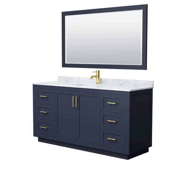 Wyndham Collection Miranda 66" Wood & Metal Single Bathroom Vanity in Blue/Gold