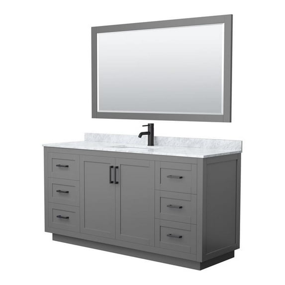 Wyndham Collection Miranda 66" Wood & Metal Single Bathroom Vanity in Gray/Black