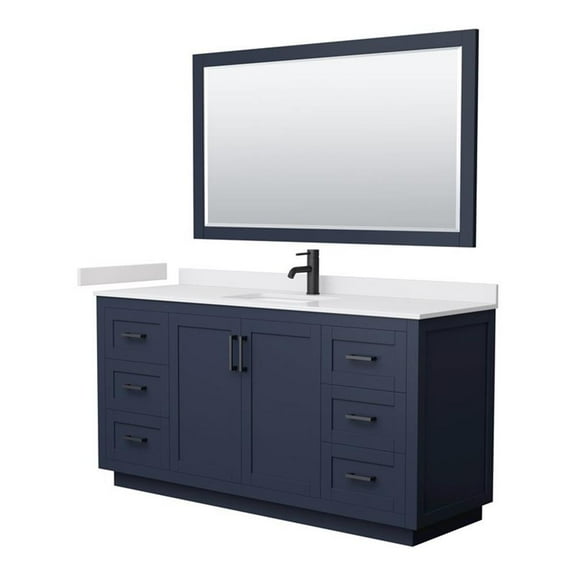 Wyndham Collection Miranda 66" Wood Single Bathroom Vanity in Dark Blue/Black