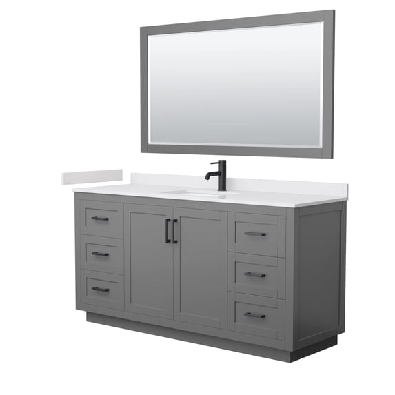 Wyndham Collection Miranda 66" Wood Single Bathroom Vanity in Dark Gray/Black