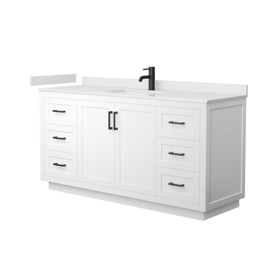 Wyndham Collection Miranda 66" Wood Single Bathroom Vanity in White/Matte Black