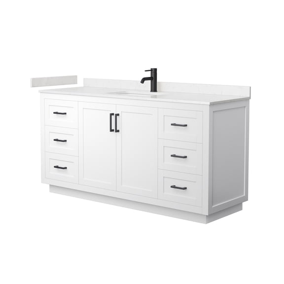 Wyndham Collection Miranda 66" Wood Veneer Single Bathroom Vanity in White/Black