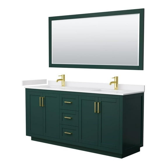 Wyndham Collection Miranda 72" Wood Double Bathroom Vanity in Green/Gold