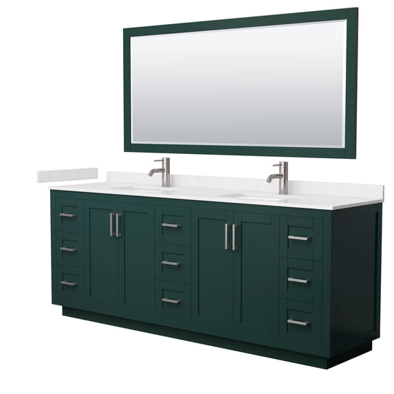 Wyndham Collection Miranda 84" Metal Double Bathroom Vanity in Green/Nickel