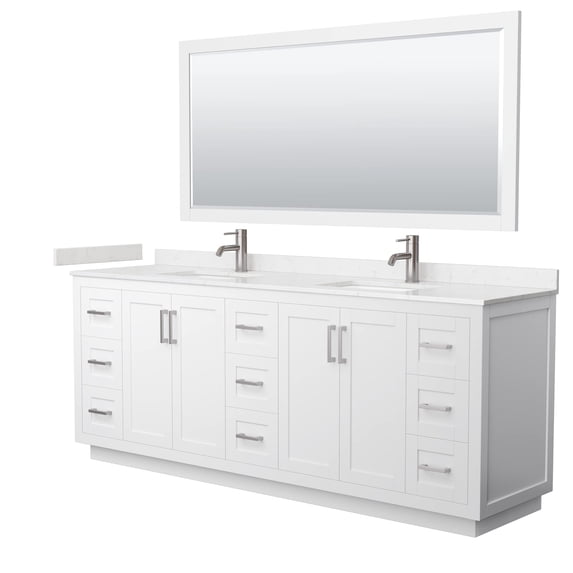 Wyndham Collection Miranda 84" Metal Double Bathroom Vanity in White/Nickel