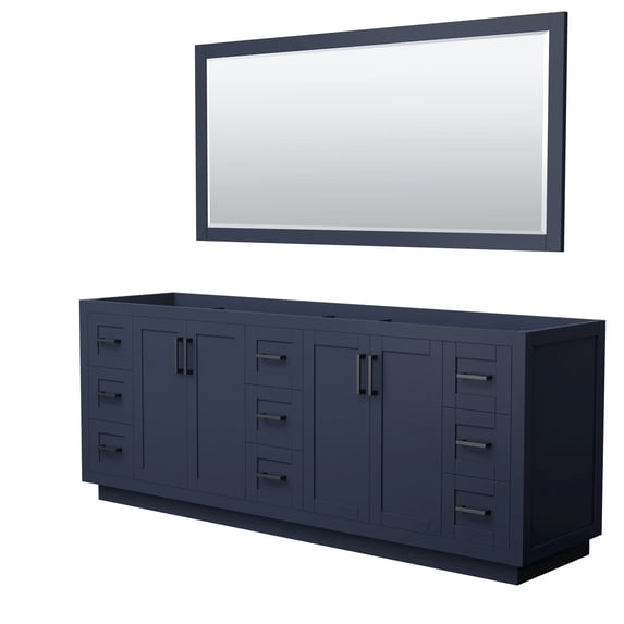 Wyndham Collection Miranda 84" No Sink Wood Double Bathroom Vanity in Blue/Black
