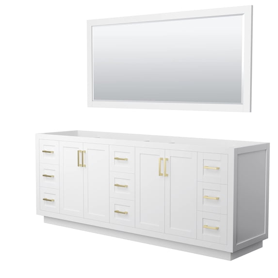 Wyndham Collection Miranda 84" No Sink Wood Double Bathroom Vanity in White/Gold