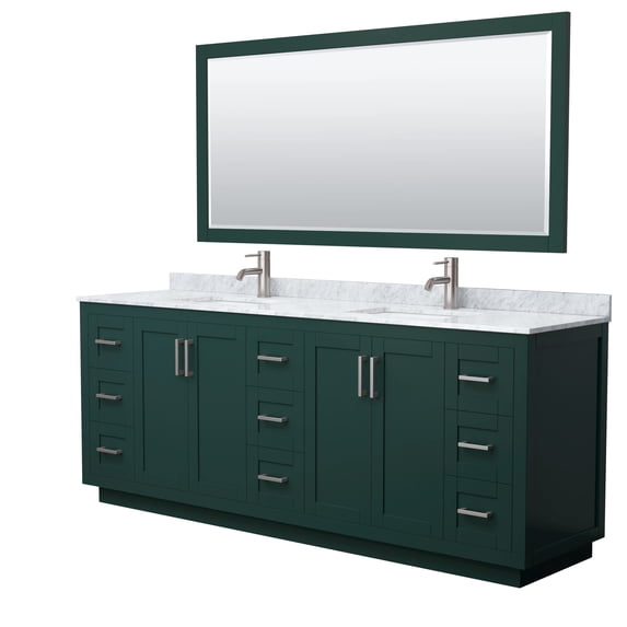 Wyndham Collection Miranda 84" Plywood Double Bathroom Vanity in Green/Nickel