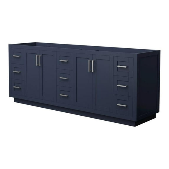 Wyndham Collection Miranda 84" Plywood Double Bathroom Vanity in Nickel/Blue
