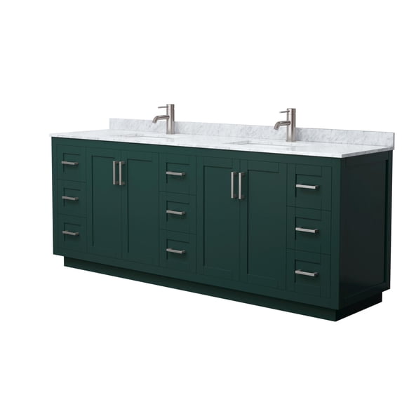 Wyndham Collection Miranda 84" Plywood Double Bathroom Vanity in Nickel/Green