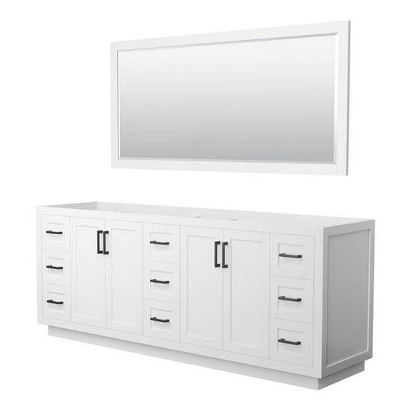 Wyndham Collection Miranda 84" Plywood Double Bathroom Vanity in White/Black