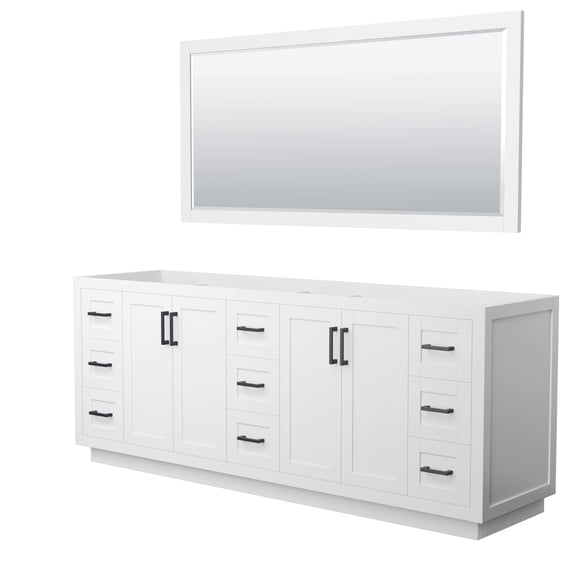 Wyndham Collection Miranda 84" Plywood Double Bathroom Vanity in White/Black