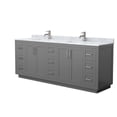 thumbnail image 1 of Wyndham Collection Miranda 84" Veneer Wood Double Bathroom Vanity in Gray/Nickel, 1 of 6