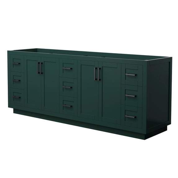 Wyndham Collection Miranda 84" Wood Double Bathroom Vanity in Black Trim/Green