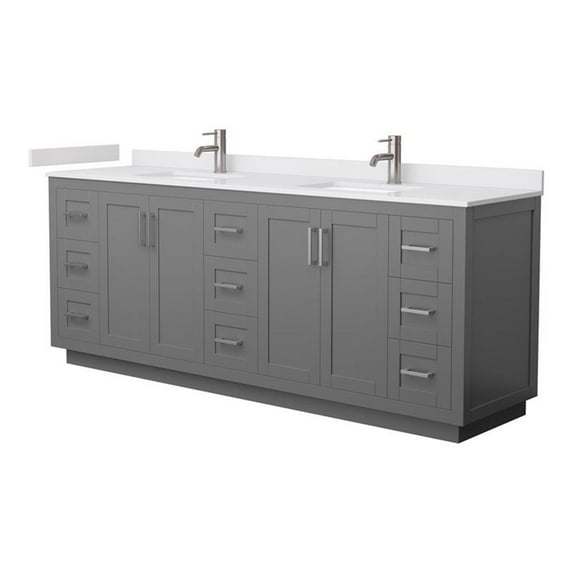 Wyndham Collection Miranda 84" Wood Double Bathroom Vanity in Gray/Nickel