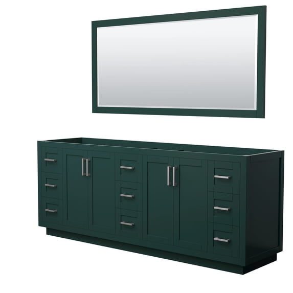 Wyndham Collection Miranda 84" Wood Double Bathroom Vanity in Green/Nickel Trim
