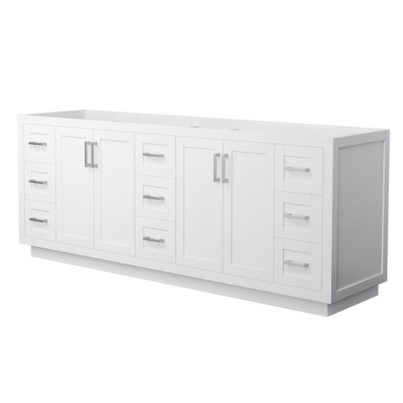 Wyndham Collection Miranda 84" Wood Double Bathroom Vanity in Nickel Trim/White