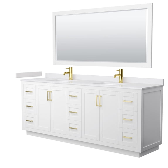 Wyndham Collection Miranda 84" Wood Double Bathroom Vanity in White/Gold