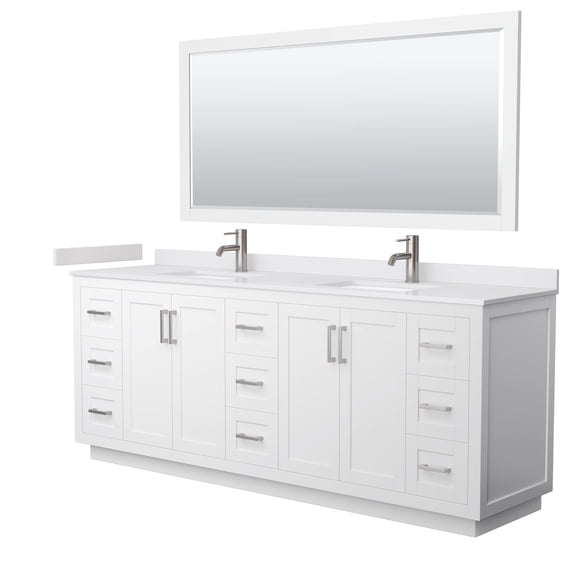 Wyndham Collection Miranda 84" Wood Double Bathroom Vanity in White/Nickel