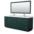 thumbnail image 1 of Wyndham Collection Miranda 84" Wood & Metal Double Bathroom Vanity in Green/Gold, 1 of 7