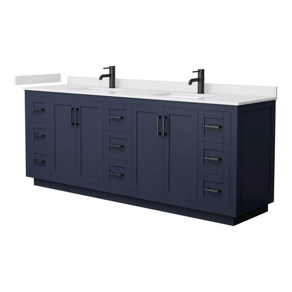 Wyndham Collection Miranda 84" Wood Double Bathroom Vanity in Blue/Matte Black