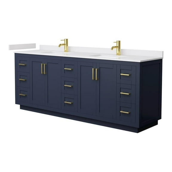 Wyndham Collection Miranda 84" Wood Double Bathroom Vanity in Blue/Brushed Gold
