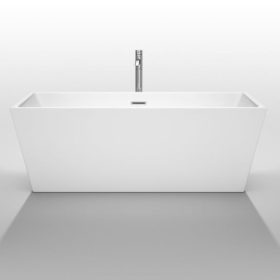 Wyndham Collection 67" Center Drain Soaking Tub in White with Chrome Drain