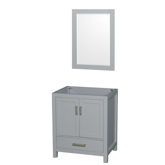 Wyndham Collection Sheffield 29" Mirror Wood Single Bathroom Vanity in Gray