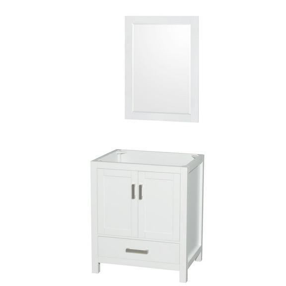 Wyndham Collection Sheffield 29" Mirror Wood Single Bathroom Vanity in White